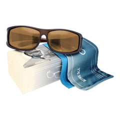 Überzieh-Sonnenbrille Classic, Herren , Braun matt , Brillenträger Herren Kategorie 3 Lotus-Effekt Polarisiert Unisex UV400 Überzieh-Sonnenbrille