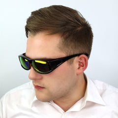 Überzieh-Sonnenbrille Classic, Herren , Braun glänzend verspiegelt , Brillenträger Herren Kategorie 3 Lotus-Effekt Polarisiert Unisex UV400 Überzieh-Sonnenbrille