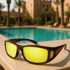 Überzieh-Sonnenbrille Classic, Herren , Braun glänzend verspiegelt , Brillenträger Herren Kategorie 3 Lotus-Effekt Polarisiert Unisex UV400 Überzieh-Sonnenbrille