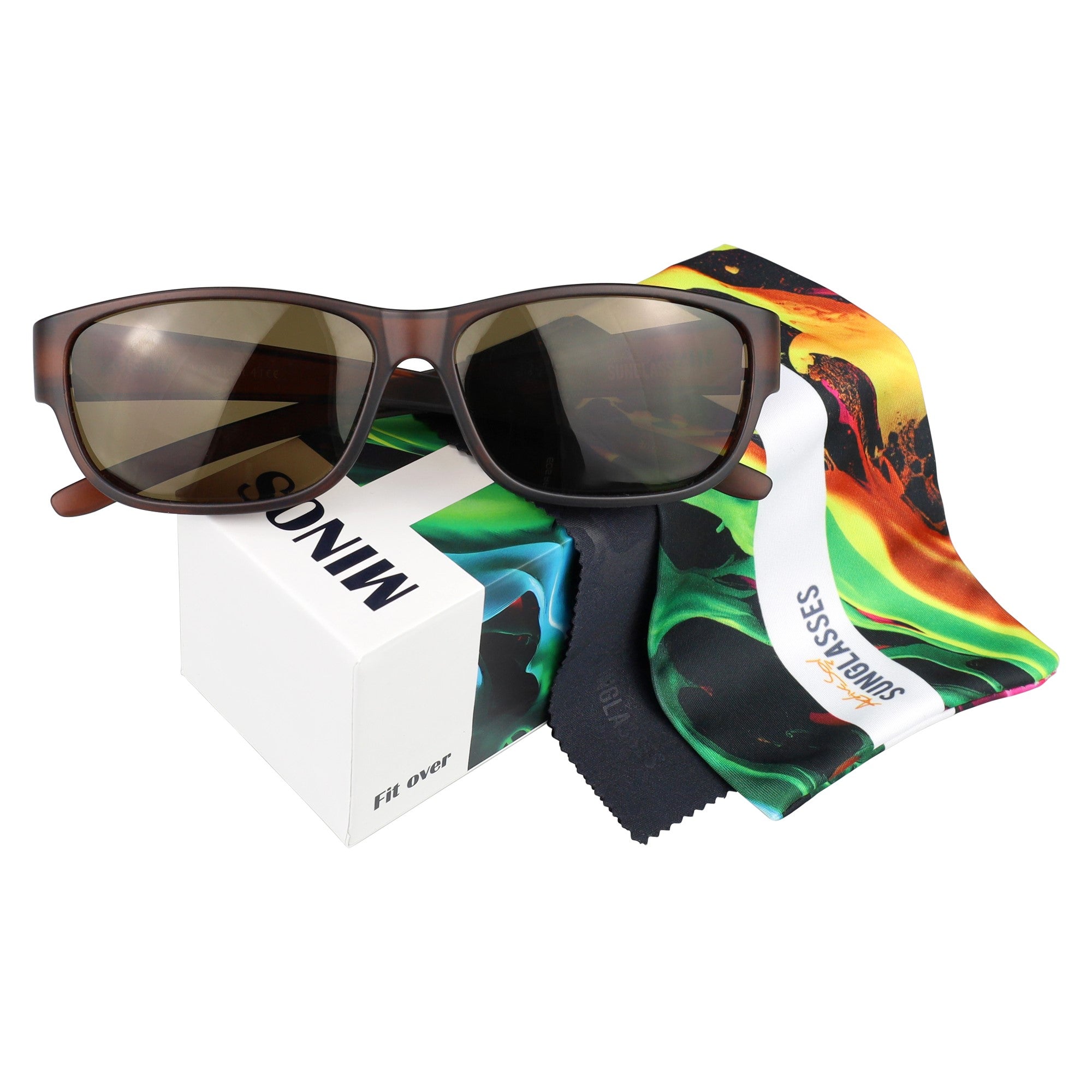 Überzieh-Sonnenbrille Minos, Herren , Braun , Brillenträger Herren Lotus-Effekt New Polarisiert UV400 Überzieh-Sonnenbrille