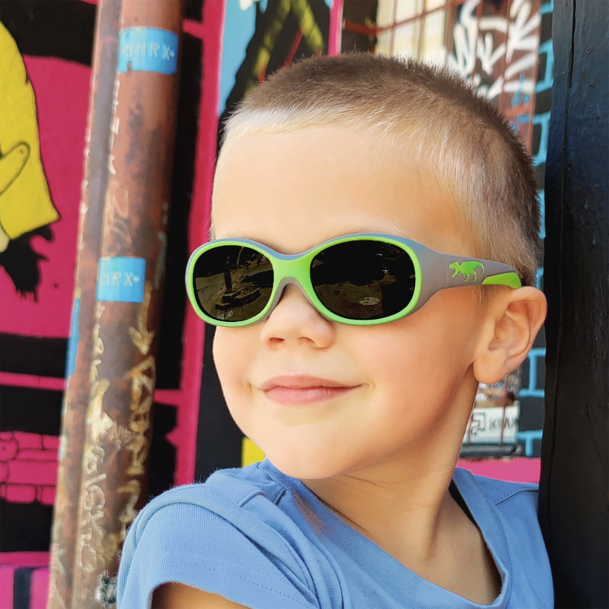 Kids Kinder-Sonnenbrille, 2 – 6 Jahre , T-Rex , HYTREL Jungen Kleinkind Lotus-Effekt Mädchen Polarisiert UV400