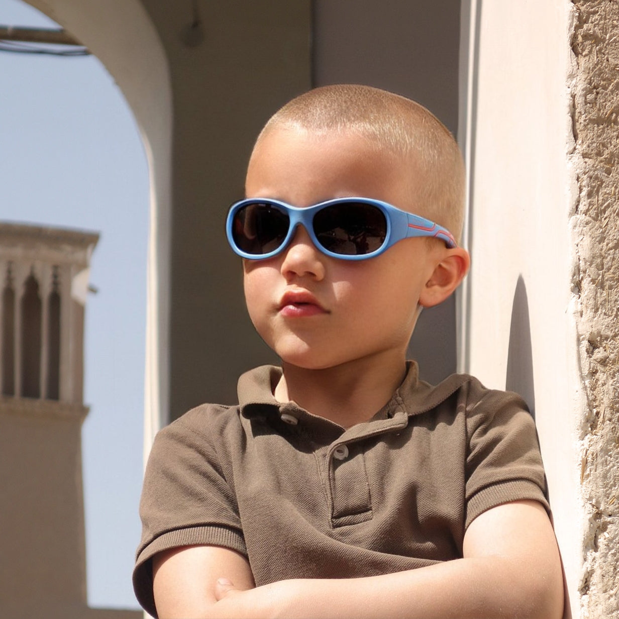Kinder-Sonnenbrille Kids@School, 5 – 10 Jahre , Blau Rot
