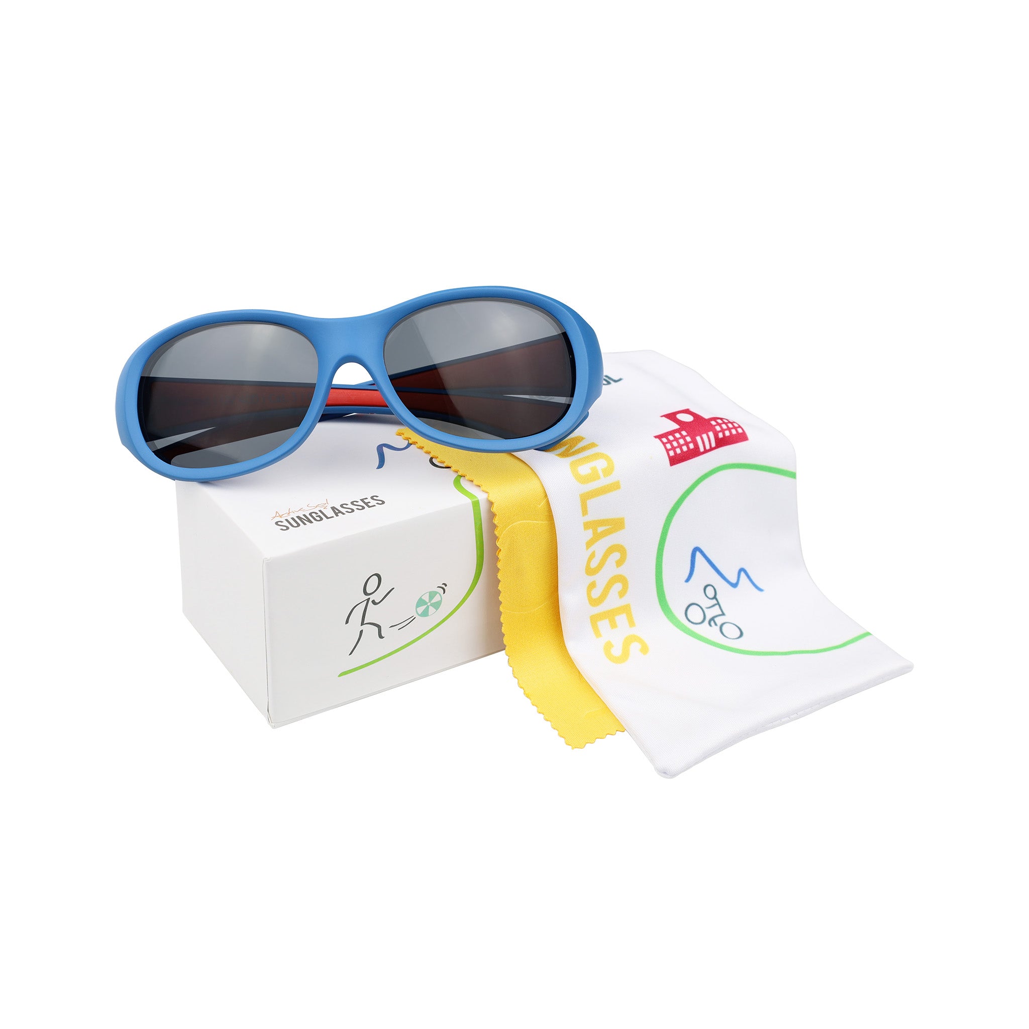 Kinder-Sonnenbrille Kids@School, 5 – 10 Jahre , Blau Rot , HYTREL Jungen Lotus-Effekt Mädchen Polarisiert UV400