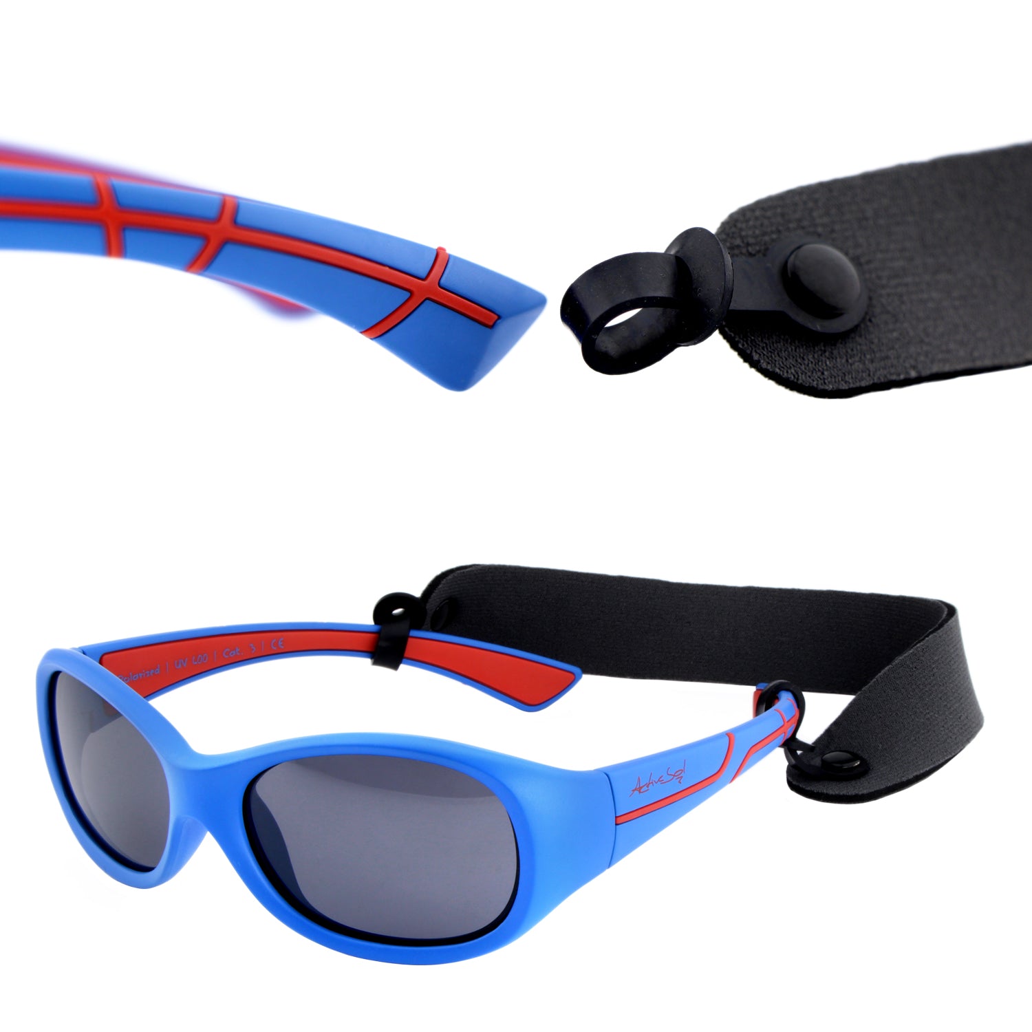 Kinder-Sonnenbrille Kids@School, 5 – 10 Jahre , Blau Rot , HYTREL Jungen Lotus-Effekt Mädchen Polarisiert UV400