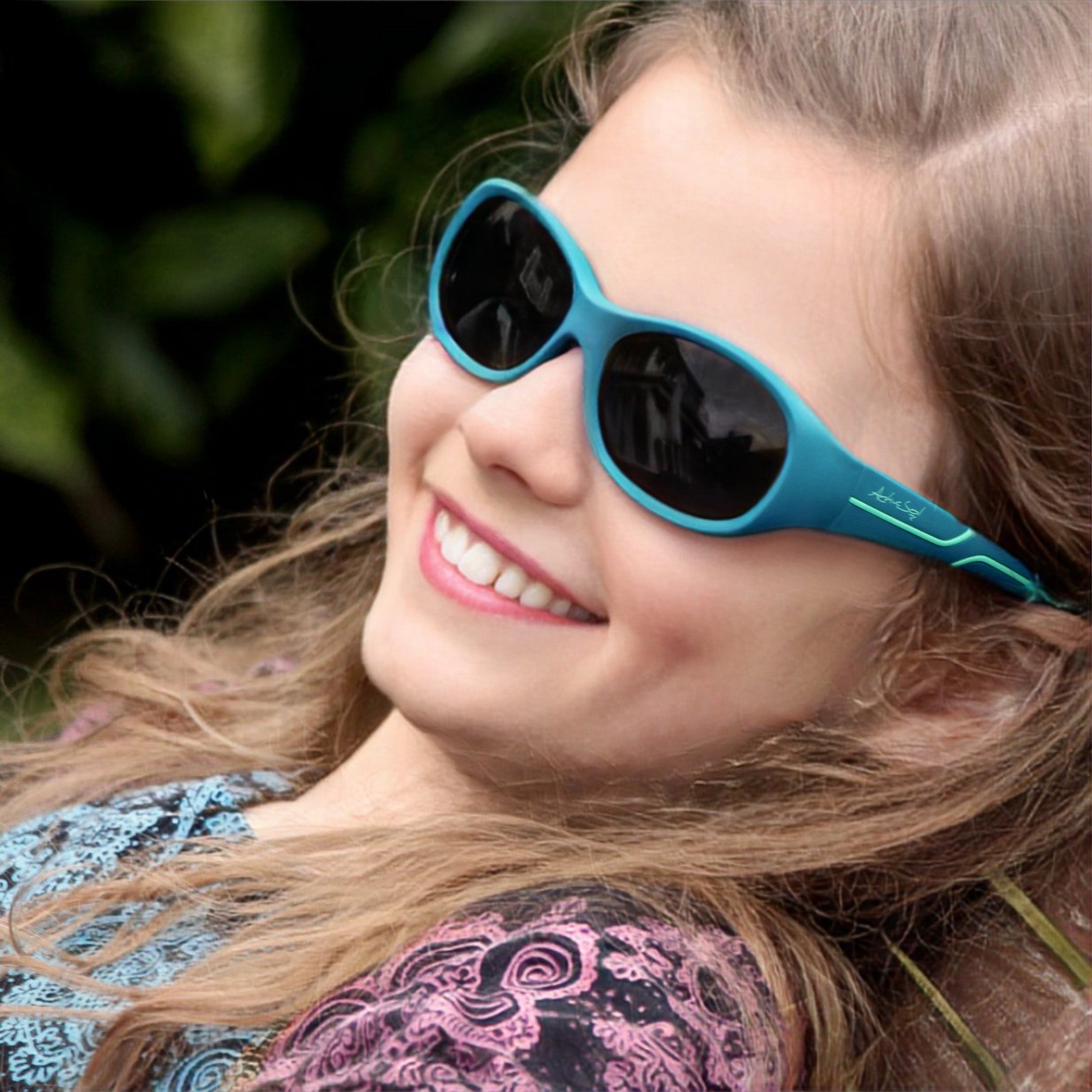 Kinder-Sonnenbrille Kids@School, 5 – 10 Jahre , Petrol Türkis , HYTREL Jungen Lotus-Effekt Mädchen Polarisiert UV400