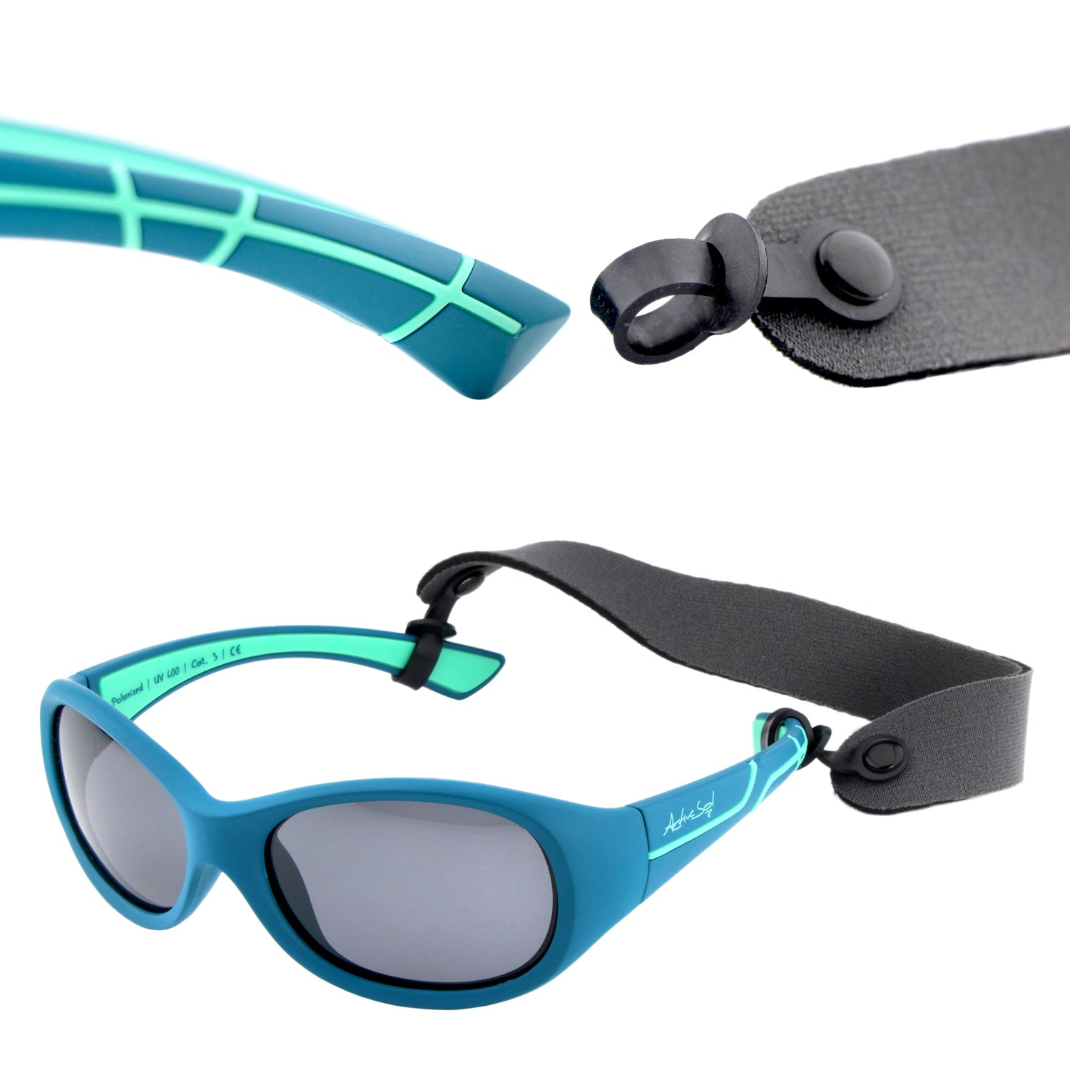 Kinder-Sonnenbrille Kids@School, 5 – 10 Jahre , Petrol Türkis , HYTREL Jungen Lotus-Effekt Mädchen Polarisiert UV400