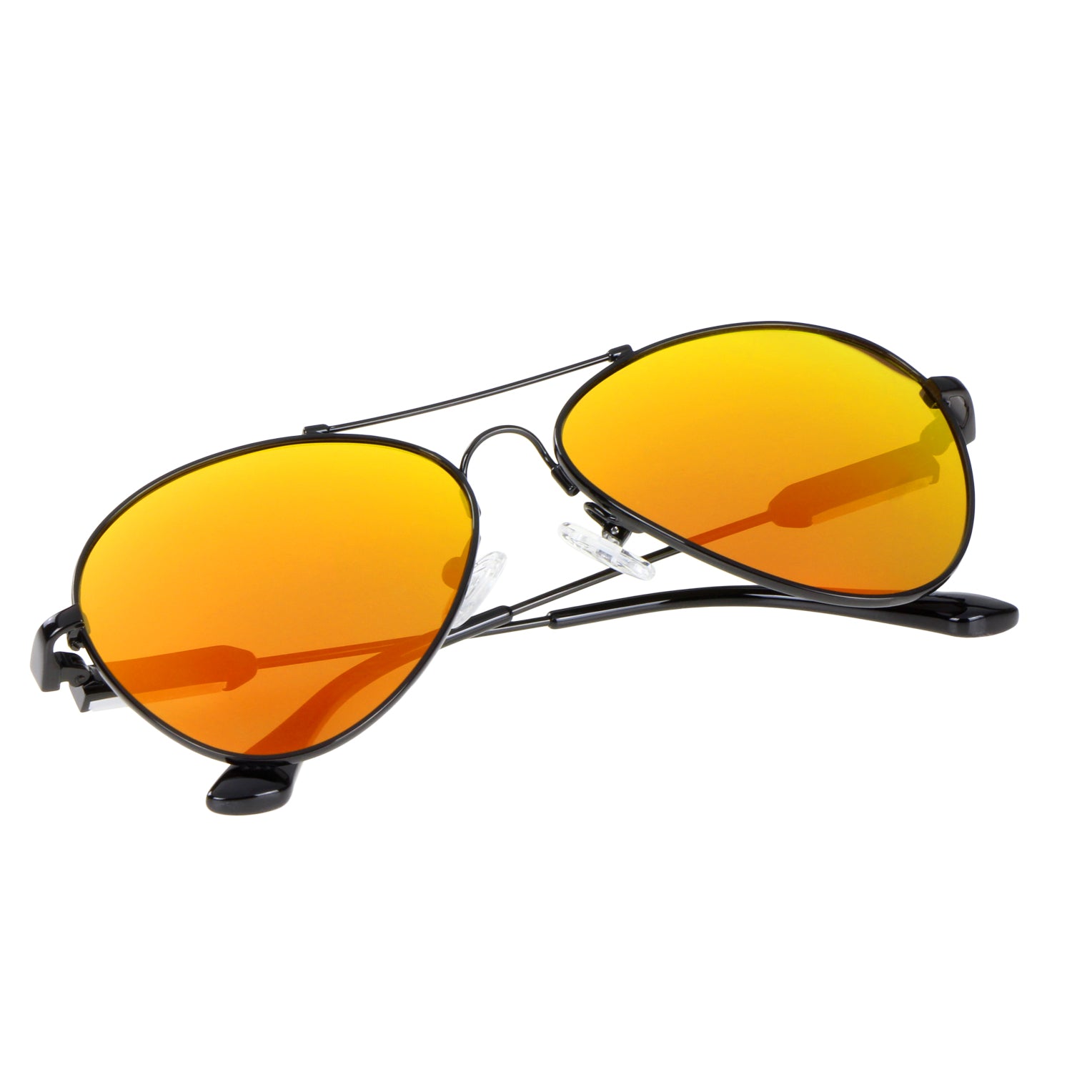 Kinder-Sonnenbrille Iron Air, 6 - 12 Jahre, Piloten-Design , Schwarz | Orange verspiegelt , Jungen Metall Mädchen New Polarisiert UV400