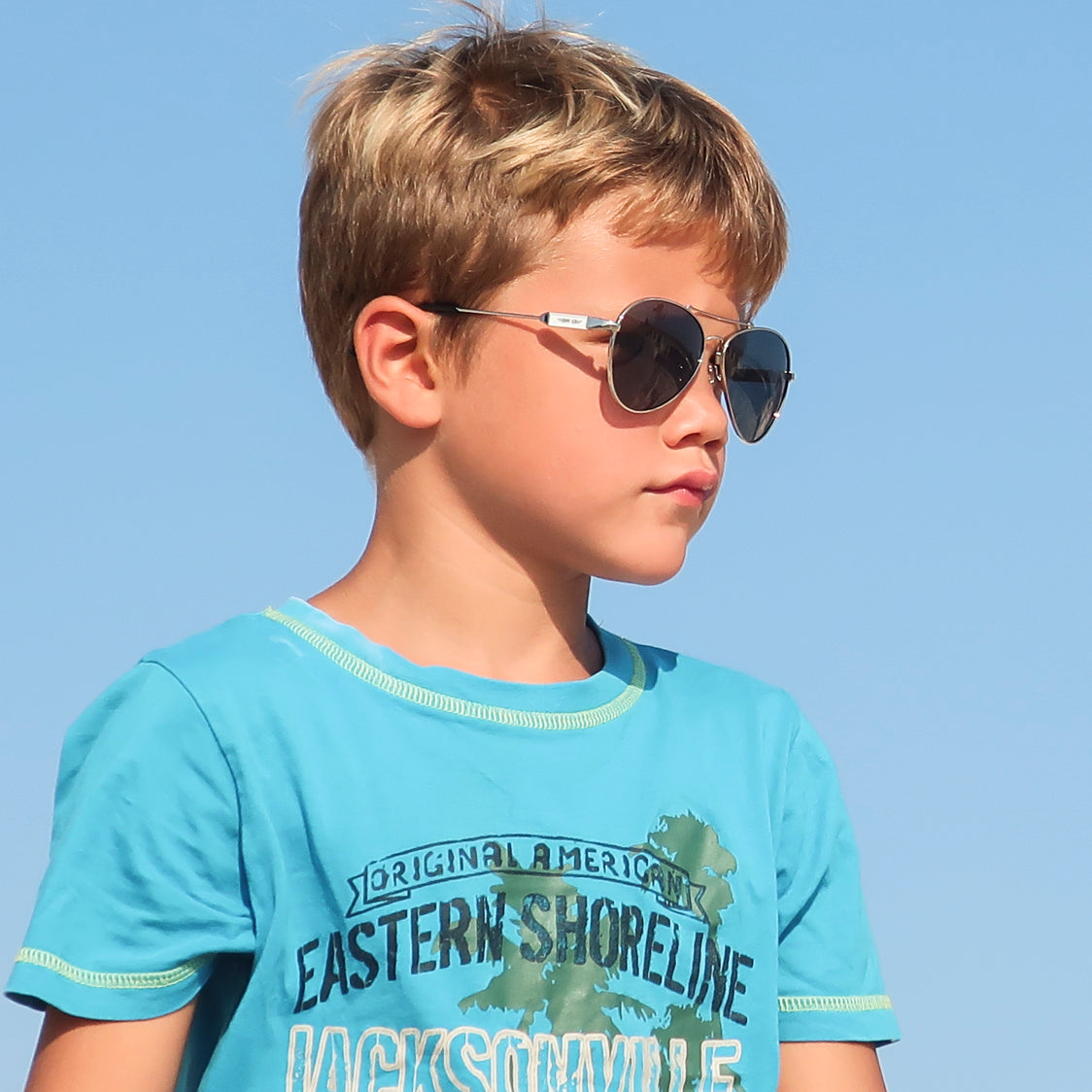 Kinder-Sonnenbrille Iron Air, 6 - 12 Jahre, Piloten-Design , Silber | Graue Gläser , Jungen Metall Mädchen New Polarisiert UV400