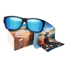 Kinder-Überzieh-Sonnenbrille HERO EYES, 5 – 10 Jahre , Blau verspiegelt , Brillenträger Jungen Kategorie 3 Lotus-Effekt Mädchen New Polarisiert Unisex UV400 Überzieh-Sonnenbrille