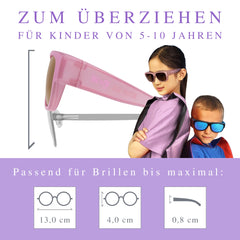 Kinder-Überzieh-Sonnenbrille HERO EYES, 5 – 10 Jahre , Rosé , Brillenträger Jungen Kategorie 3 Lotus-Effekt Mädchen New Polarisiert Unisex UV400 Überzieh-Sonnenbrille
