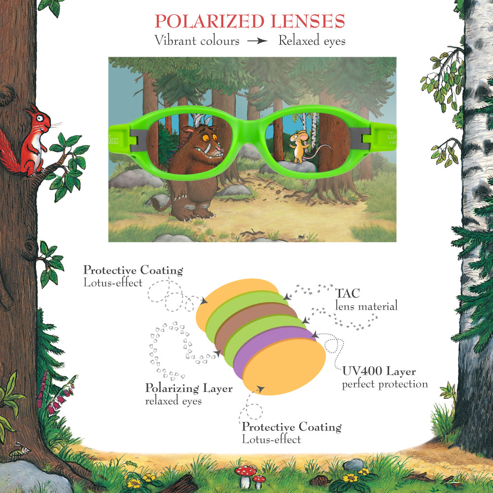 Kinder-Sonnenbrille Grüffelo, 2 - 6 Jahre , Schlangenpüree , Grüffelo Jungen Lotus-Effekt Mädchen Polarisiert UV400