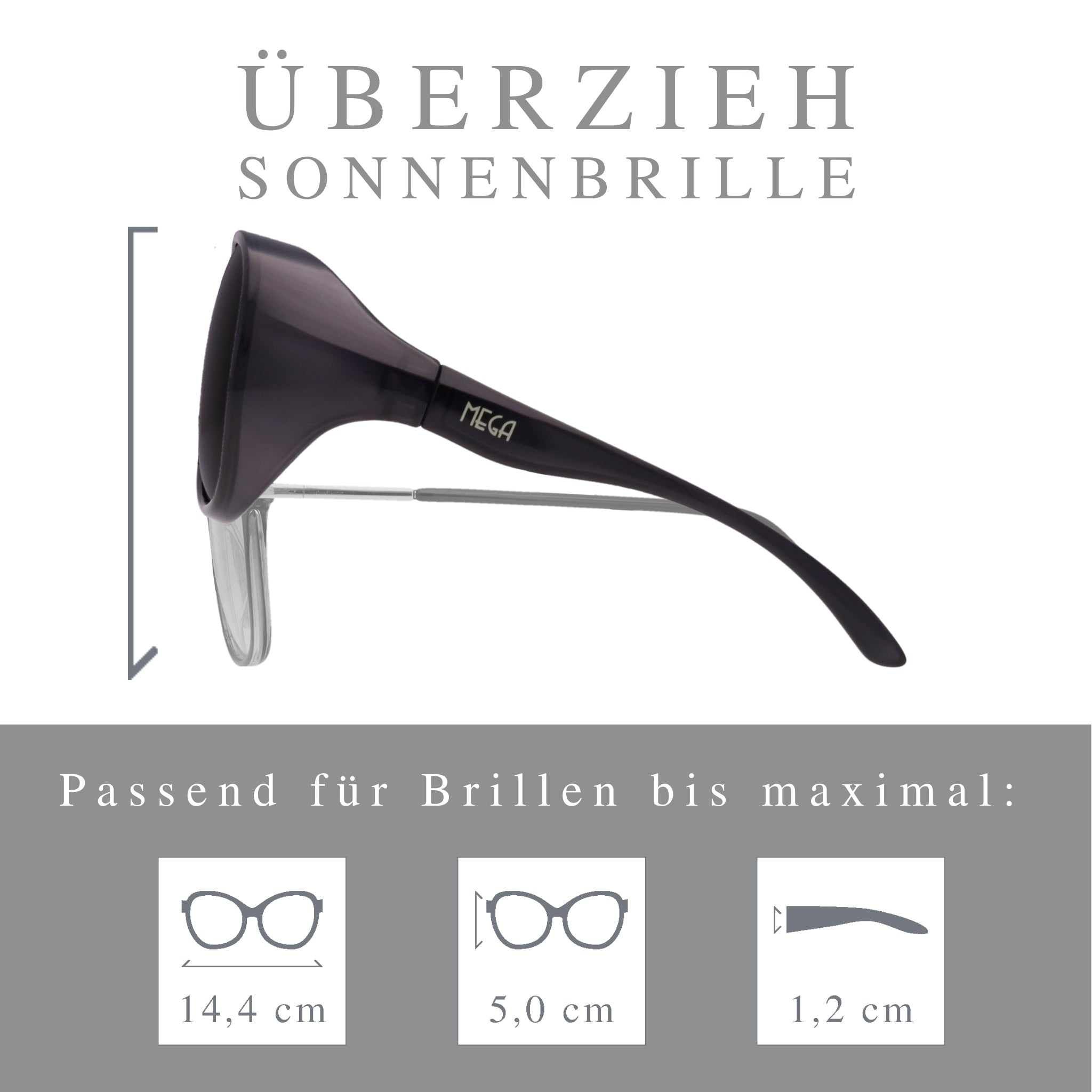 Überzieh-Sonnenbrille Mega, Kategorie 4 , , Brillenträger Damen Kategorie 4 Lotus-Effekt New Polarisiert UV400 Überzieh-Sonnenbrille