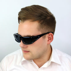 Überzieh-Sonnenbrille Classic, Herren , Schwarz glänzend , Brillenträger Herren Kategorie 3 Lotus-Effekt Polarisiert Unisex UV400 Überzieh-Sonnenbrille