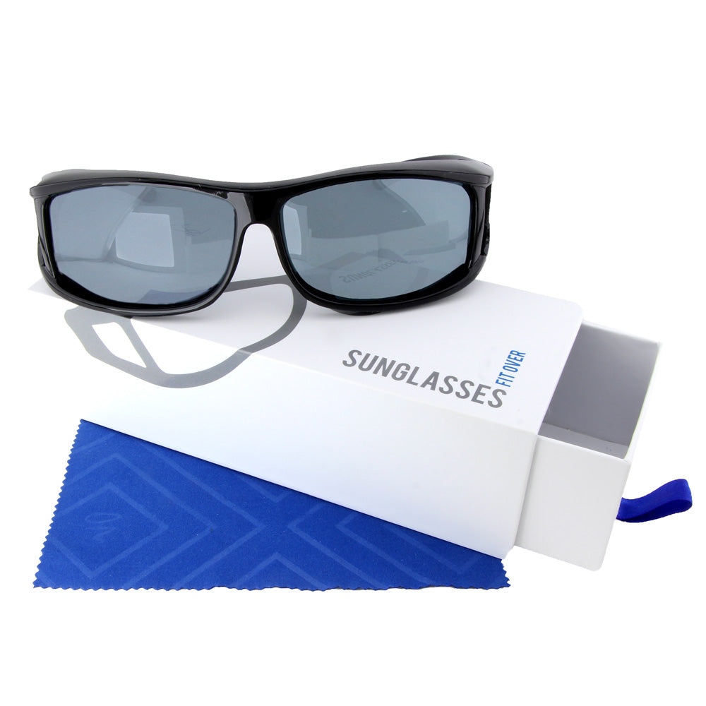 Überzieh-Sonnenbrille Classic, Herren , Schwarz glänzend , Brillenträger Herren Lotus-Effekt Polarisiert Unisex UV400 Überzieh-Sonnenbrille
