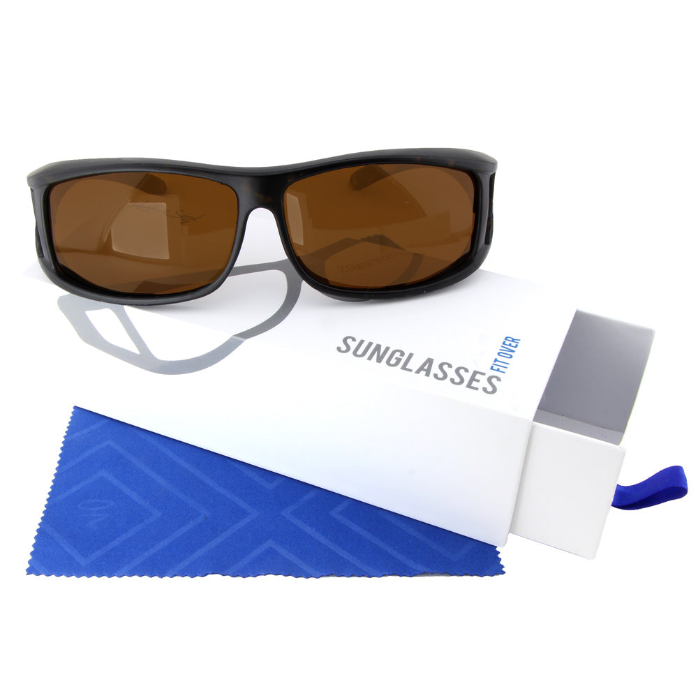 Überzieh-Sonnenbrille Classic, Herren , Braun matt , Brillenträger Herren Lotus-Effekt Polarisiert Unisex UV400 Überzieh-Sonnenbrille