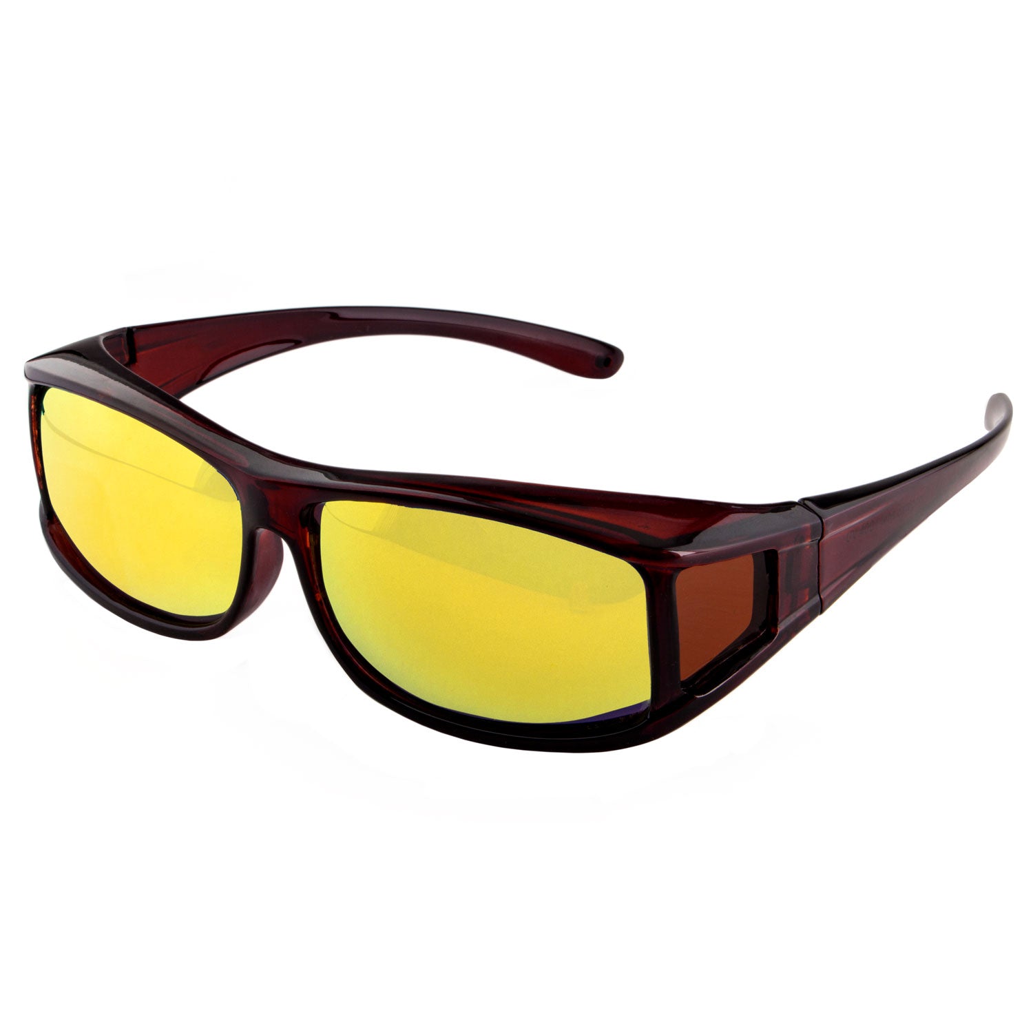Überzieh-Sonnenbrille Classic, Herren , Braun glänzend verspiegelt , Brillenträger Herren Lotus-Effekt Polarisiert Unisex UV400 Überzieh-Sonnenbrille