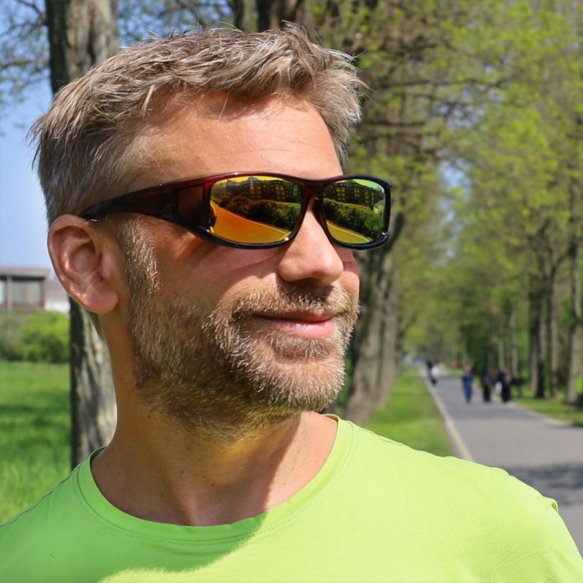 Überzieh-Sonnenbrille Classic, Herren , Braun glänzend verspiegelt , Brillenträger Herren Lotus-Effekt Polarisiert Unisex UV400 Überzieh-Sonnenbrille