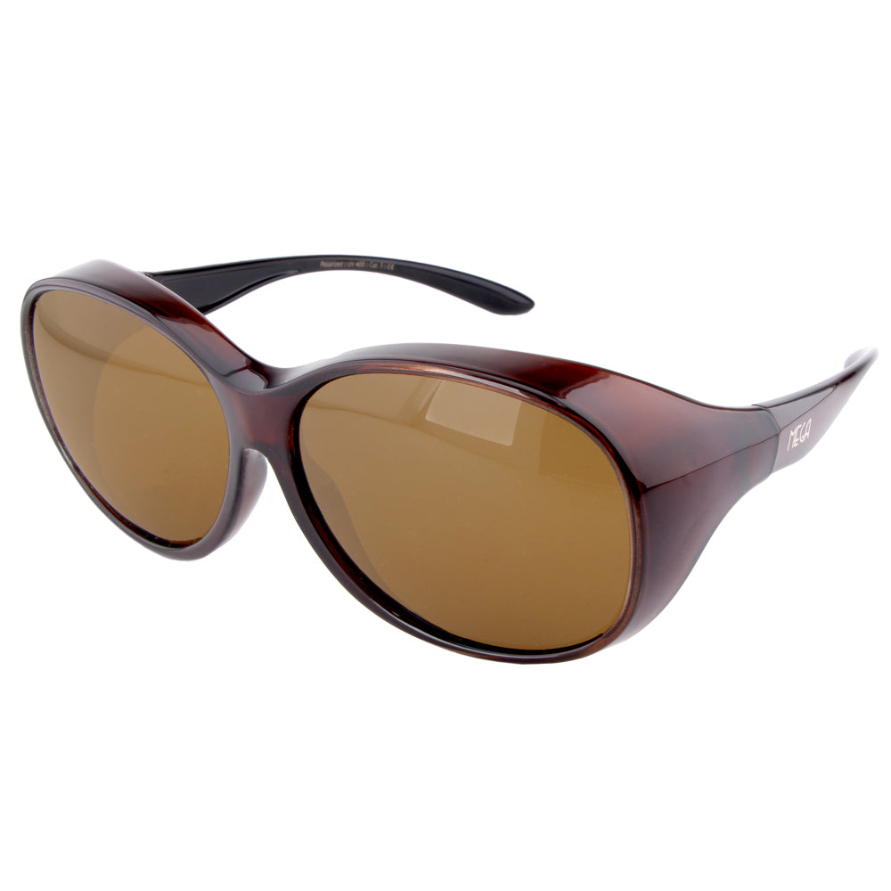 Überzieh-Sonnenbrille Mega, Damen , Braun , Brillenträger Damen Lotus-Effekt Polarisiert UV400 Überzieh-Sonnenbrille