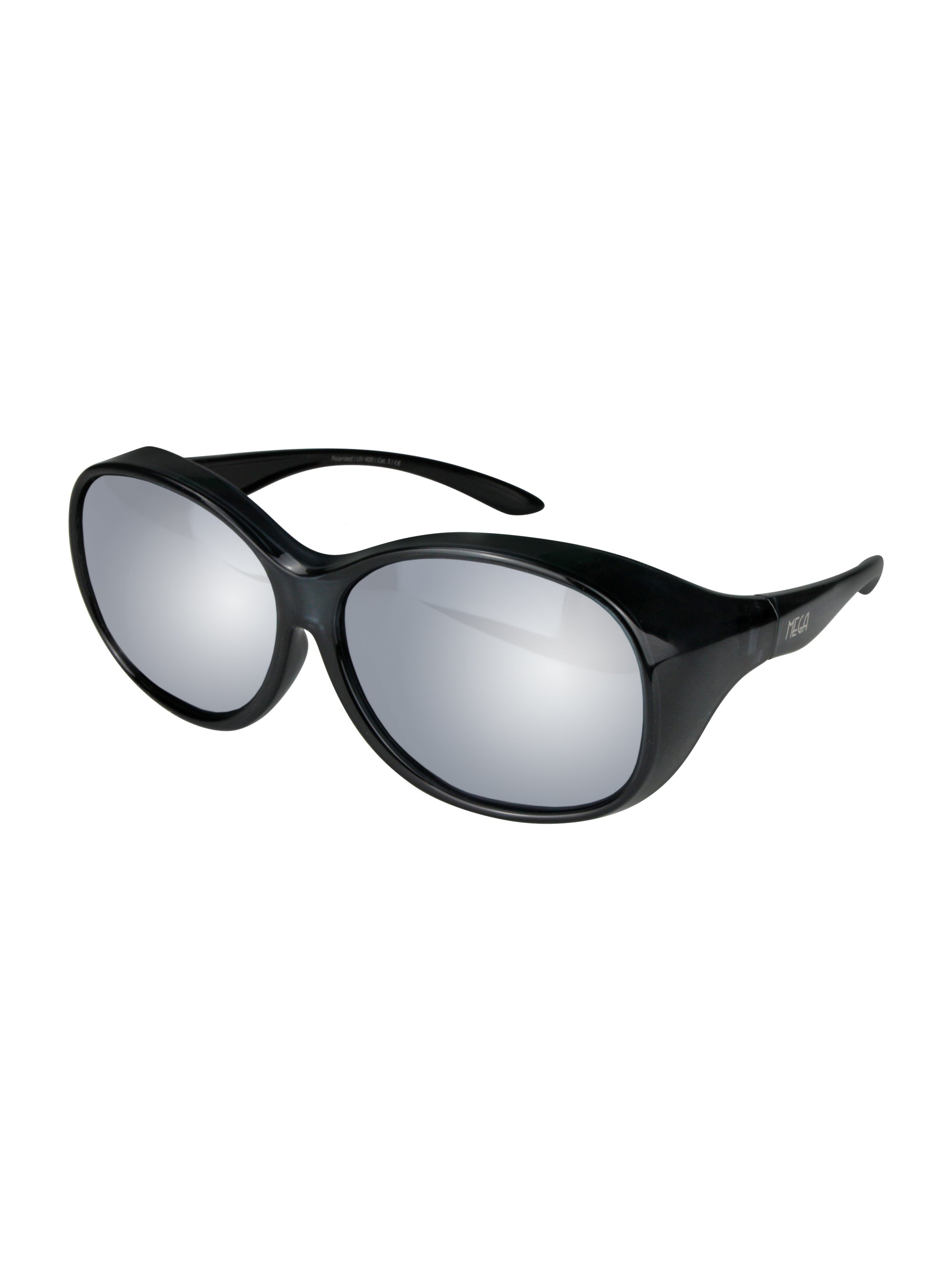 Überzieh-Sonnenbrille Mega, Damen , Schwarz Verspiegelt , Brillenträger Damen Lotus-Effekt Polarisiert UV400 Überzieh-Sonnenbrille