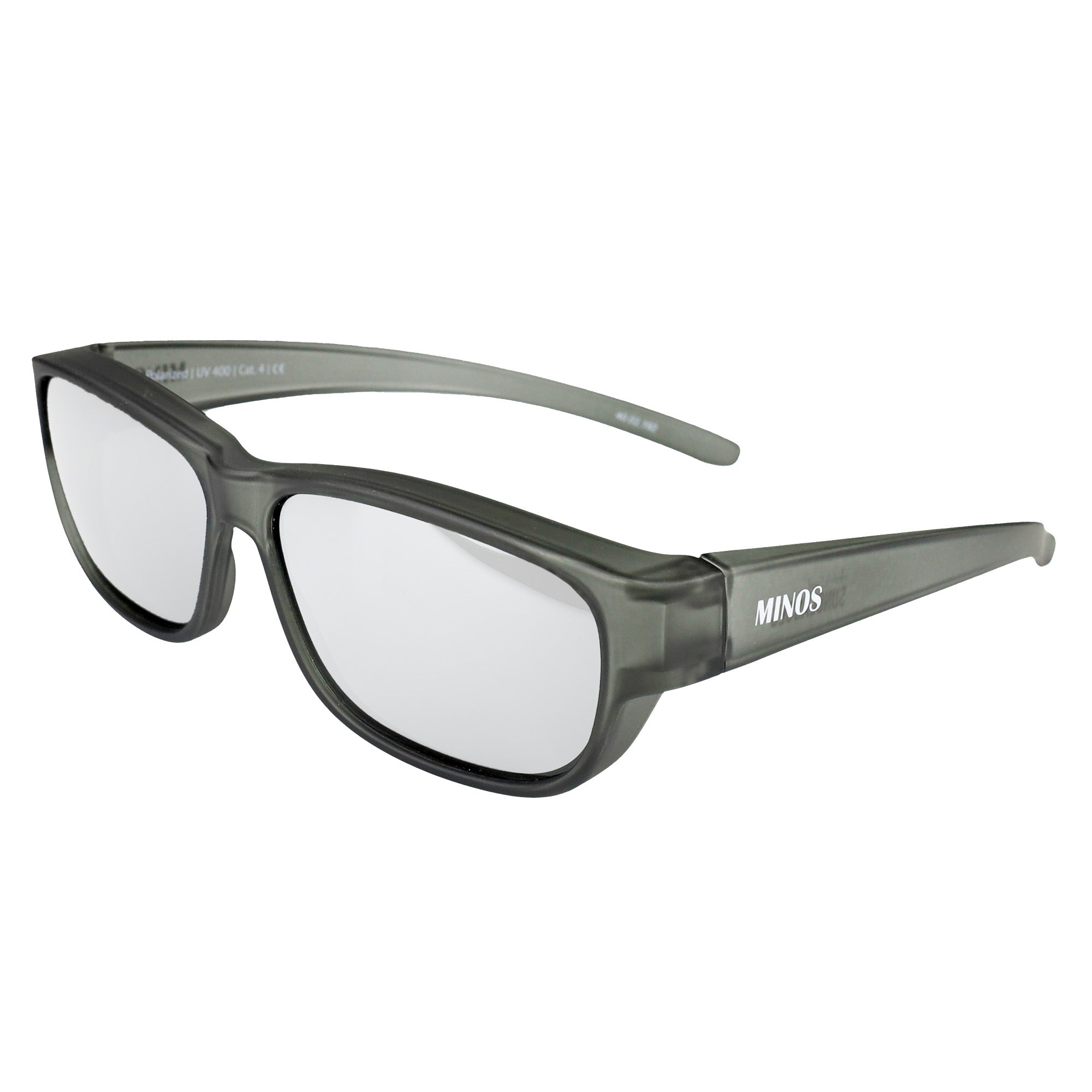 Überzieh-Sonnenbrille Minos, Herren , Grau verspiegelt , Brillenträger Herren Lotus-Effekt New Polarisiert UV400 Überzieh-Sonnenbrille