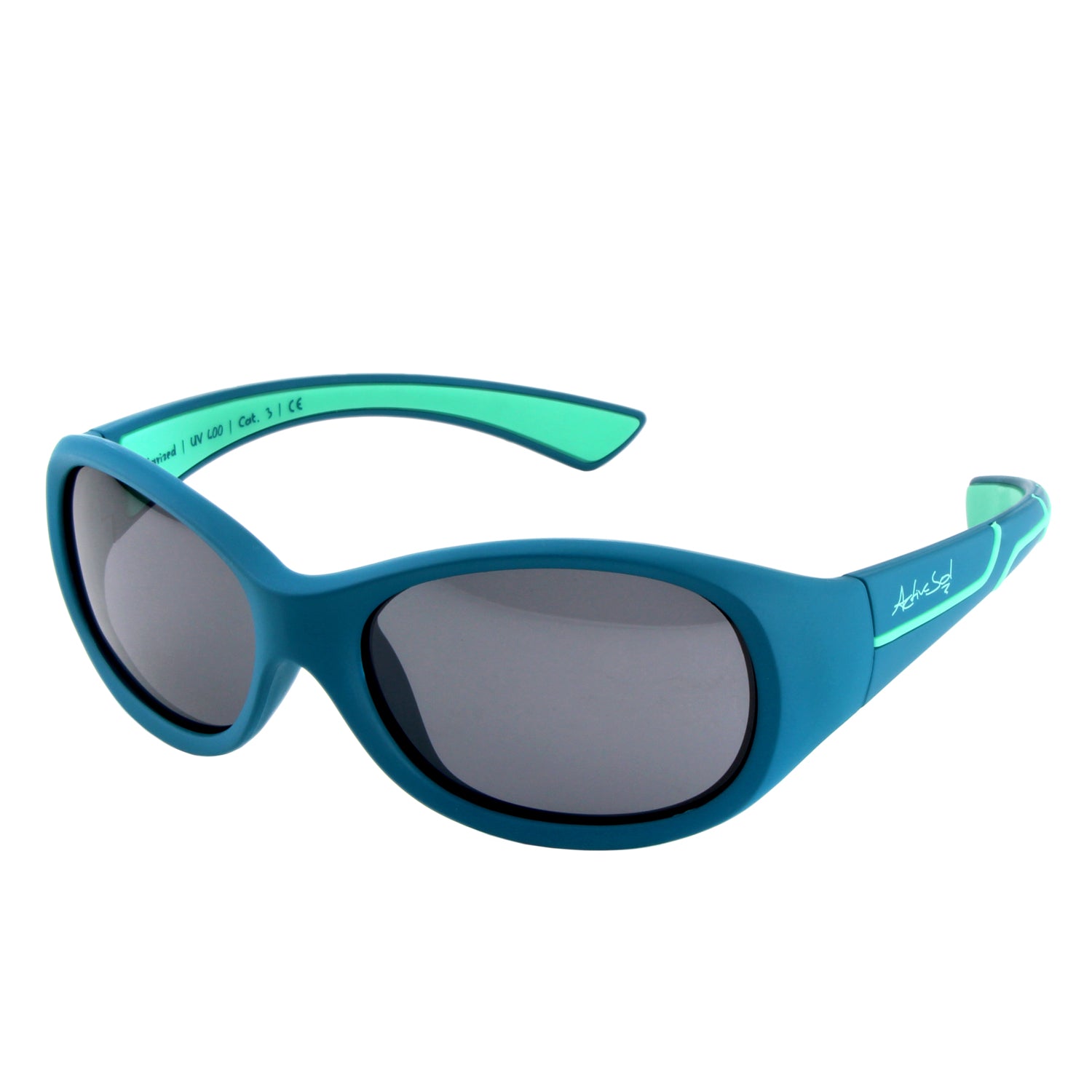 Kinder-Sonnenbrille Kids@School, 5 – 10 Jahre , Petrol Türkis , HYTREL Jungen Lotus-Effekt Mädchen Polarisiert UV400