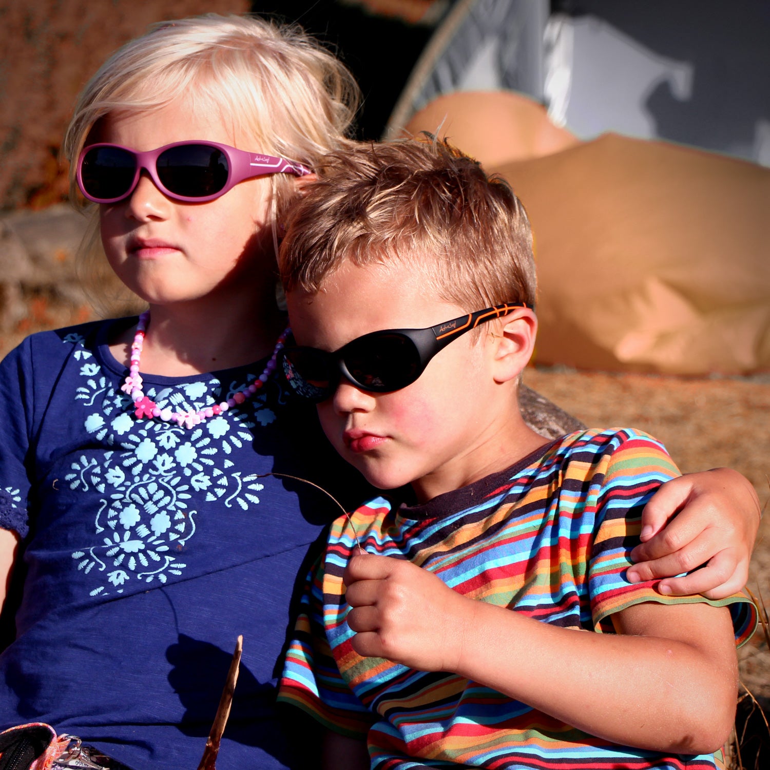 Kinder-Sonnenbrille Kids@School, 5 – 10 Jahre , Schwarz Orange , HYTREL Jungen Lotus-Effekt Mädchen Polarisiert UV400