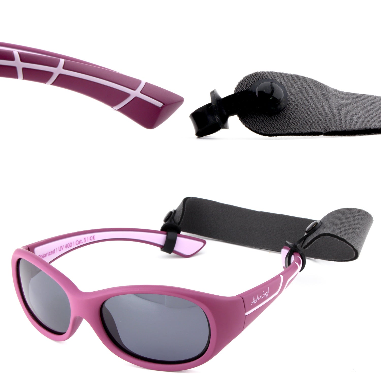 Kinder-Sonnenbrille Kids@School, 5 – 10 Jahre , Beere Pink , HYTREL Jungen Lotus-Effekt Mädchen Polarisiert UV400