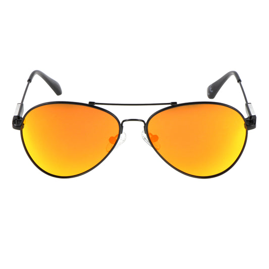 Kinder-Sonnenbrille Iron Air, 6 - 12 Jahre, Piloten-Design , Schwarz | Orange verspiegelt , Jungen Metall Mädchen New Polarisiert UV400