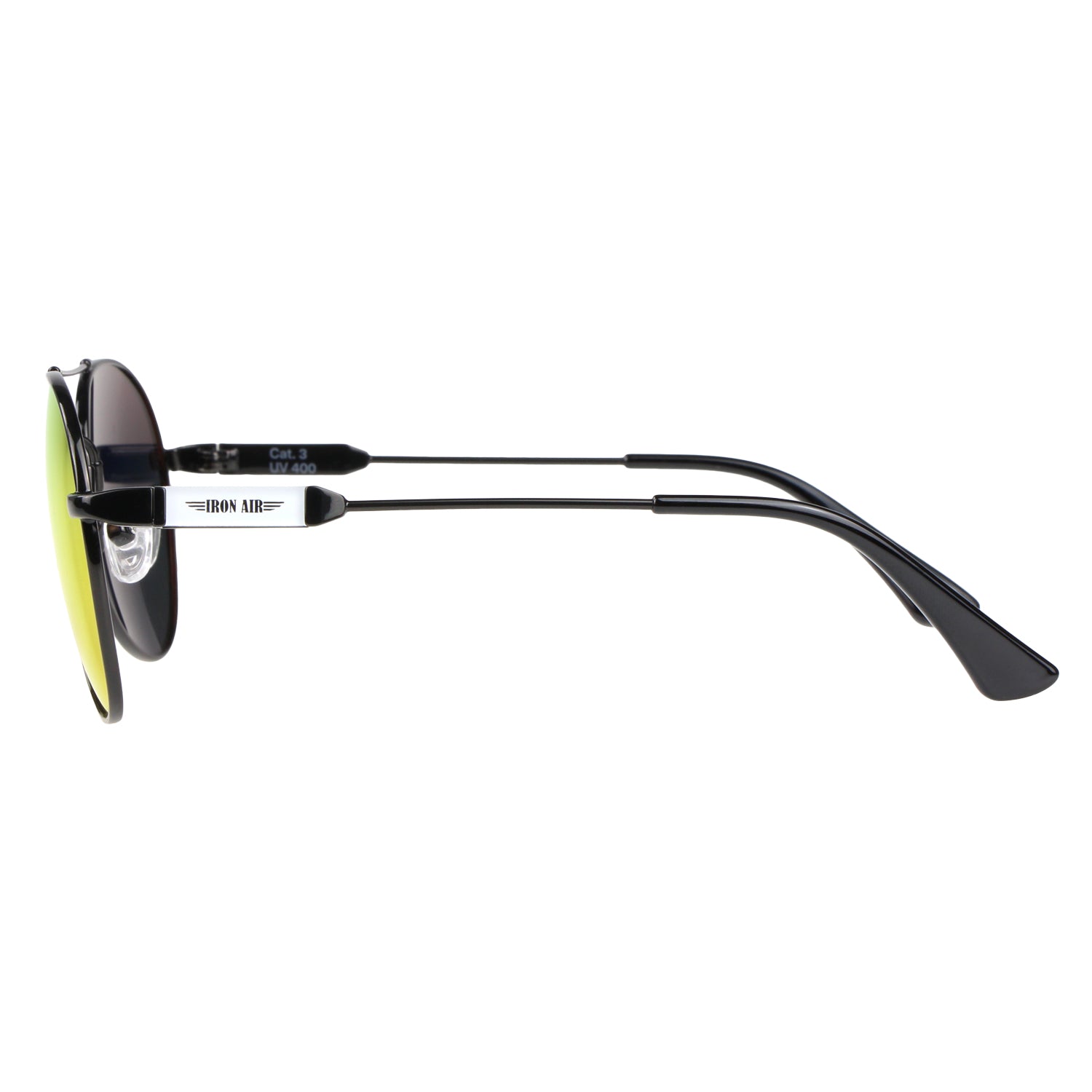 Kinder-Sonnenbrille Iron Air, 6 - 12 Jahre, Piloten-Design , Schwarz | Orange verspiegelt , Jungen Metall Mädchen New Polarisiert UV400