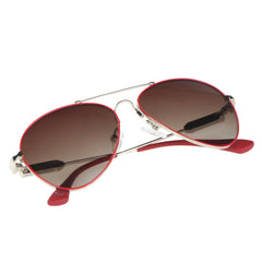 Kinder-Sonnenbrille Iron Air, 6 - 12 Jahre, Piloten-Design , Rot | Braune Gläser , Jungen Kategorie 3 Metall Mädchen New Polarisiert UV400
