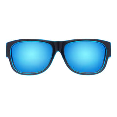 Kinder-Überzieh-Sonnenbrille HERO EYES, 5 – 10 Jahre , Blau verspiegelt , Brillenträger Jungen Kategorie 3 Lotus-Effekt Mädchen New Polarisiert Unisex UV400 Überzieh-Sonnenbrille