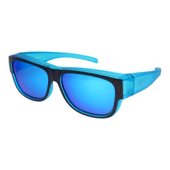 Kinder-Überzieh-Sonnenbrille HERO EYES, 5 – 10 Jahre , Blau verspiegelt , Brillenträger Jungen Kategorie 3 Lotus-Effekt Mädchen New Polarisiert Unisex UV400 Überzieh-Sonnenbrille