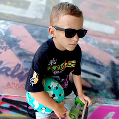 Kinder-Sonnenbrille STREET STARS ☆ ab 6 Jahre , Schwarz-Anthrazit , HYTREL Jungen Kategorie 3 Lotus-Effekt Mädchen New Polarisiert UV400