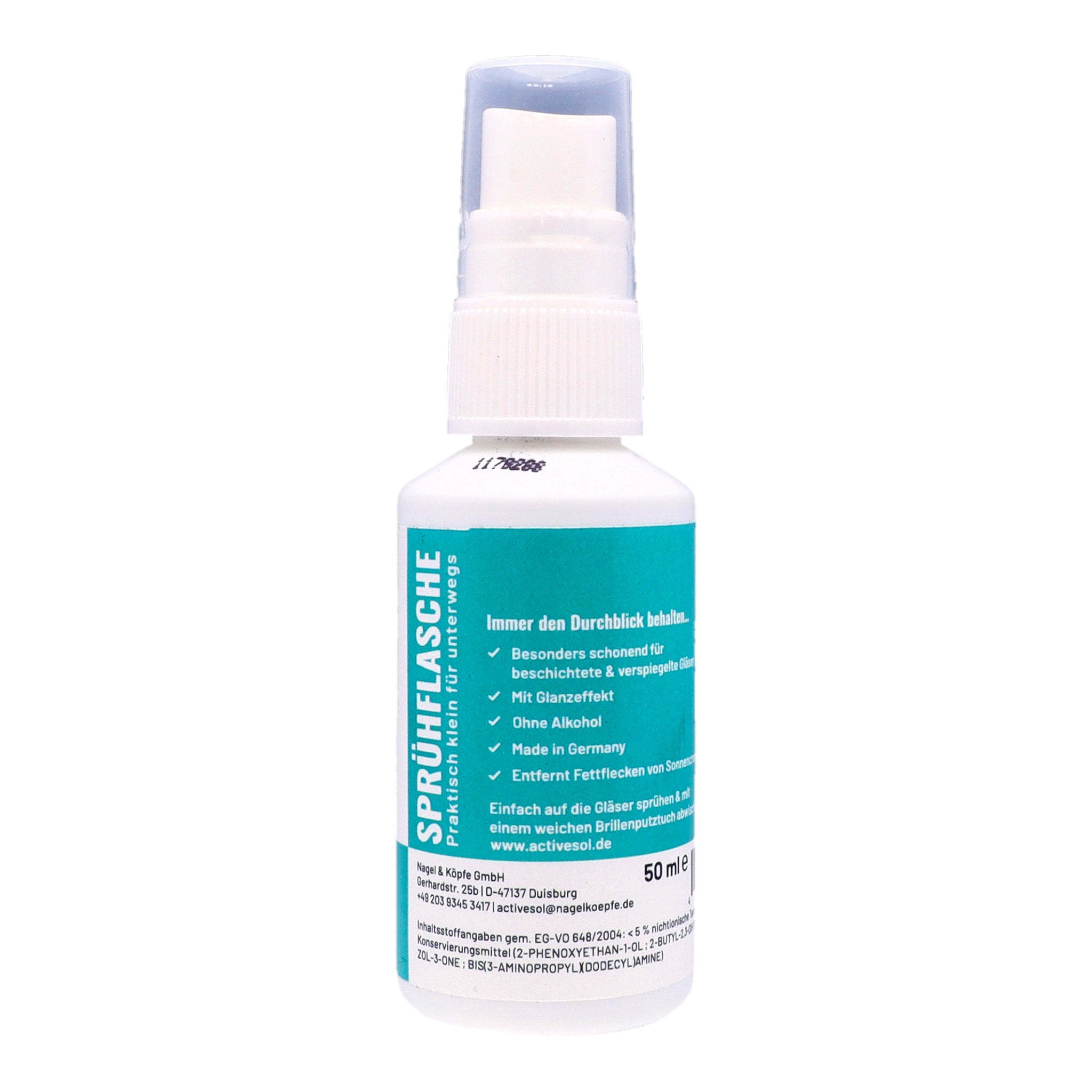 Brillenreiniger für Sonnenbrillen, ohne Alkohol , 1 x 50 ml Spray , Brillenreiniger Made in Germany New ohne Alkohol