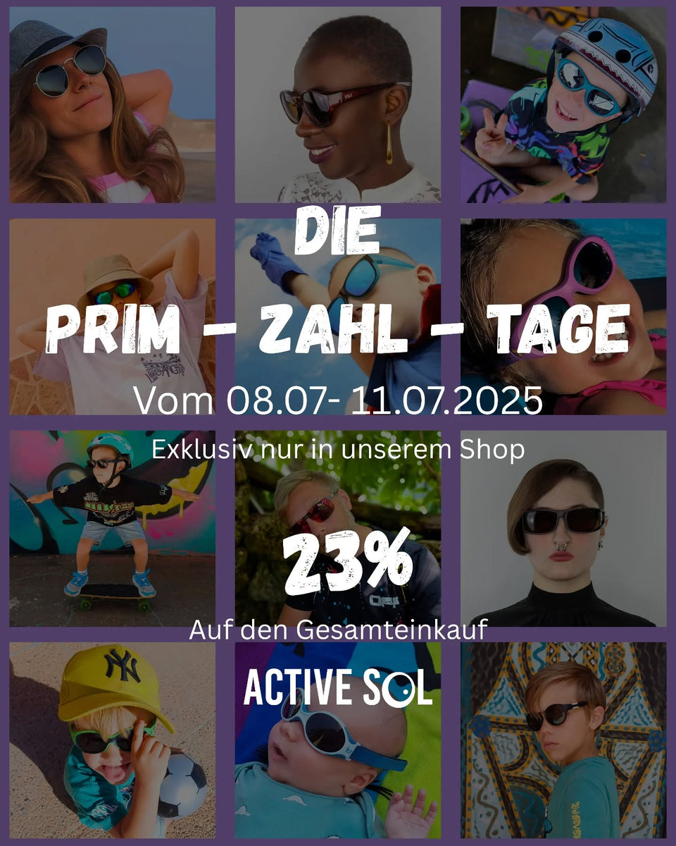 Viele schöne Bilder mit Babies Kindern Damen und Herren mit verschiedenen Sonnenbrillen Modellen der Marke Activesol. Es sin…